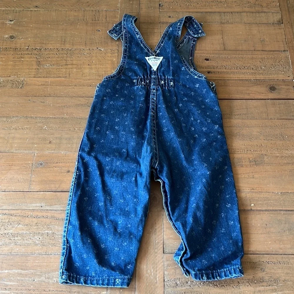 Oshkosh vintage floral eyelet pocket overalls